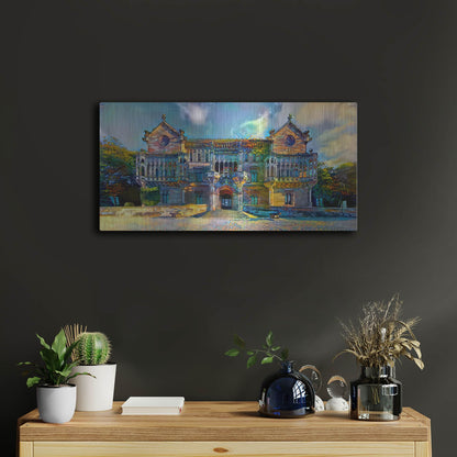 Luxe Metal Art 'Comillas Spain Palacio De Sobrellano Palace' by Pedro Gavidia, Metal Wall Art,24x12