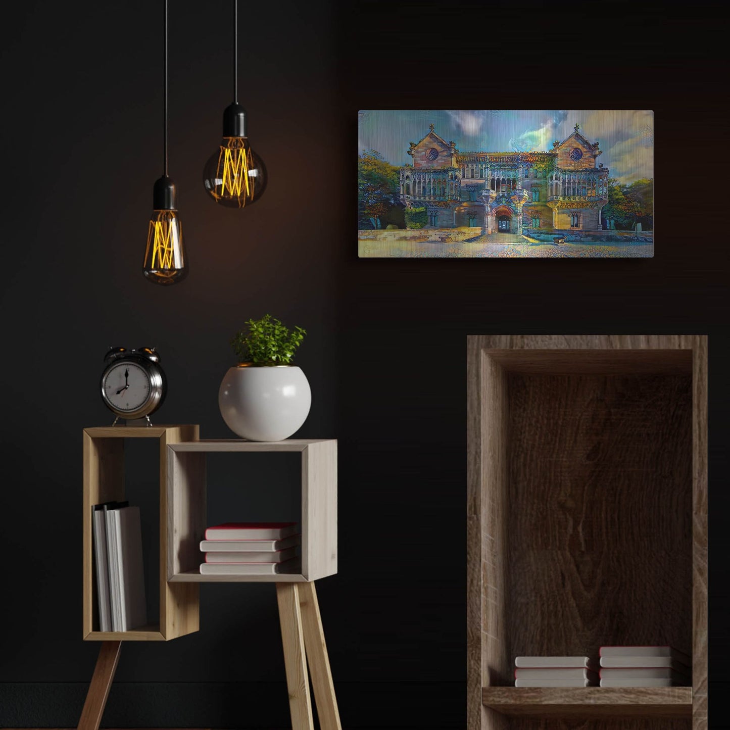 Luxe Metal Art 'Comillas Spain Palacio De Sobrellano Palace' by Pedro Gavidia, Metal Wall Art,24x12