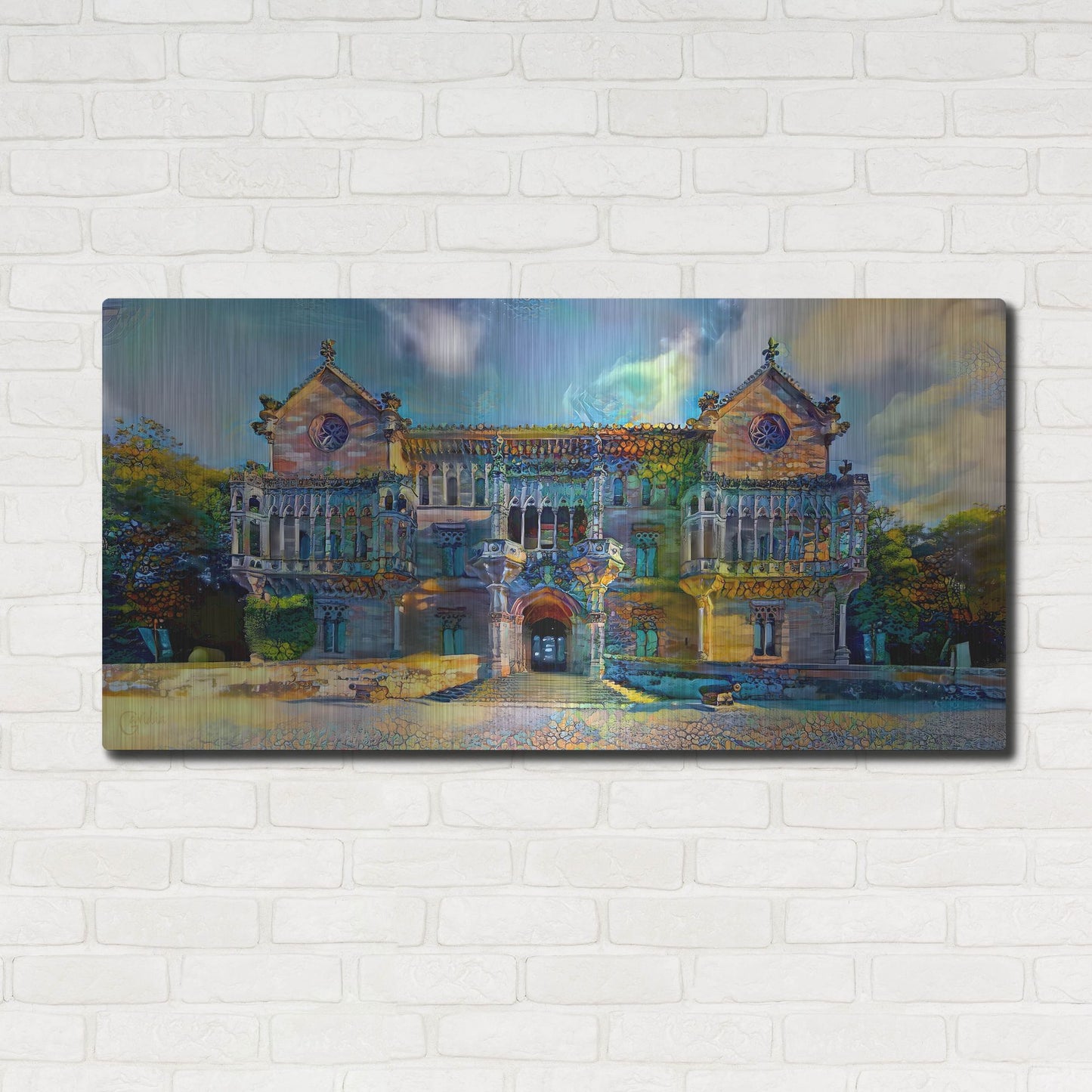 Luxe Metal Art 'Comillas Spain Palacio De Sobrellano Palace' by Pedro Gavidia, Metal Wall Art,48x24