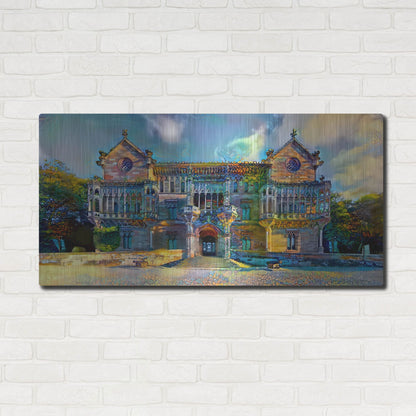 Luxe Metal Art 'Comillas Spain Palacio De Sobrellano Palace' by Pedro Gavidia, Metal Wall Art,48x24