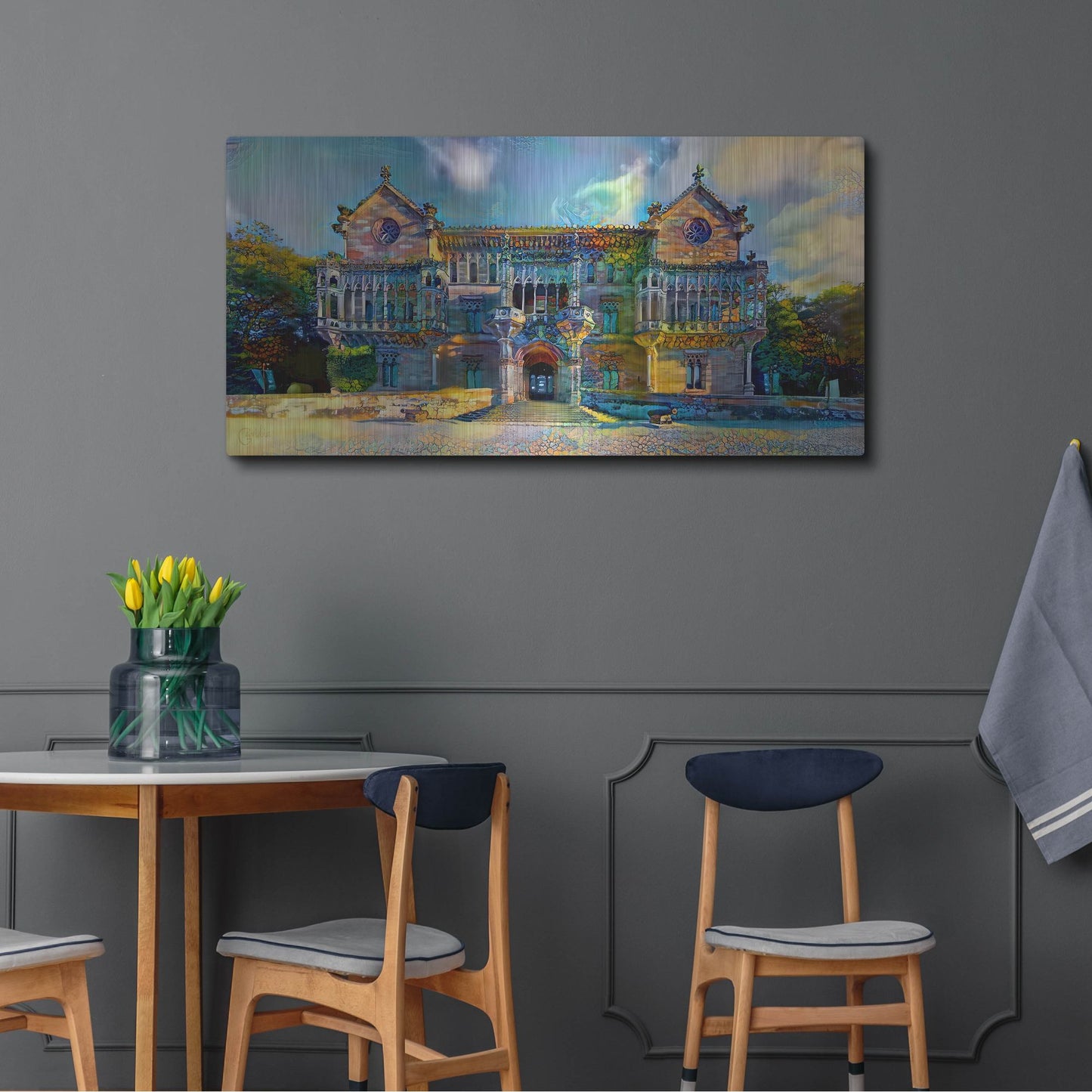 Luxe Metal Art 'Comillas Spain Palacio De Sobrellano Palace' by Pedro Gavidia, Metal Wall Art,48x24