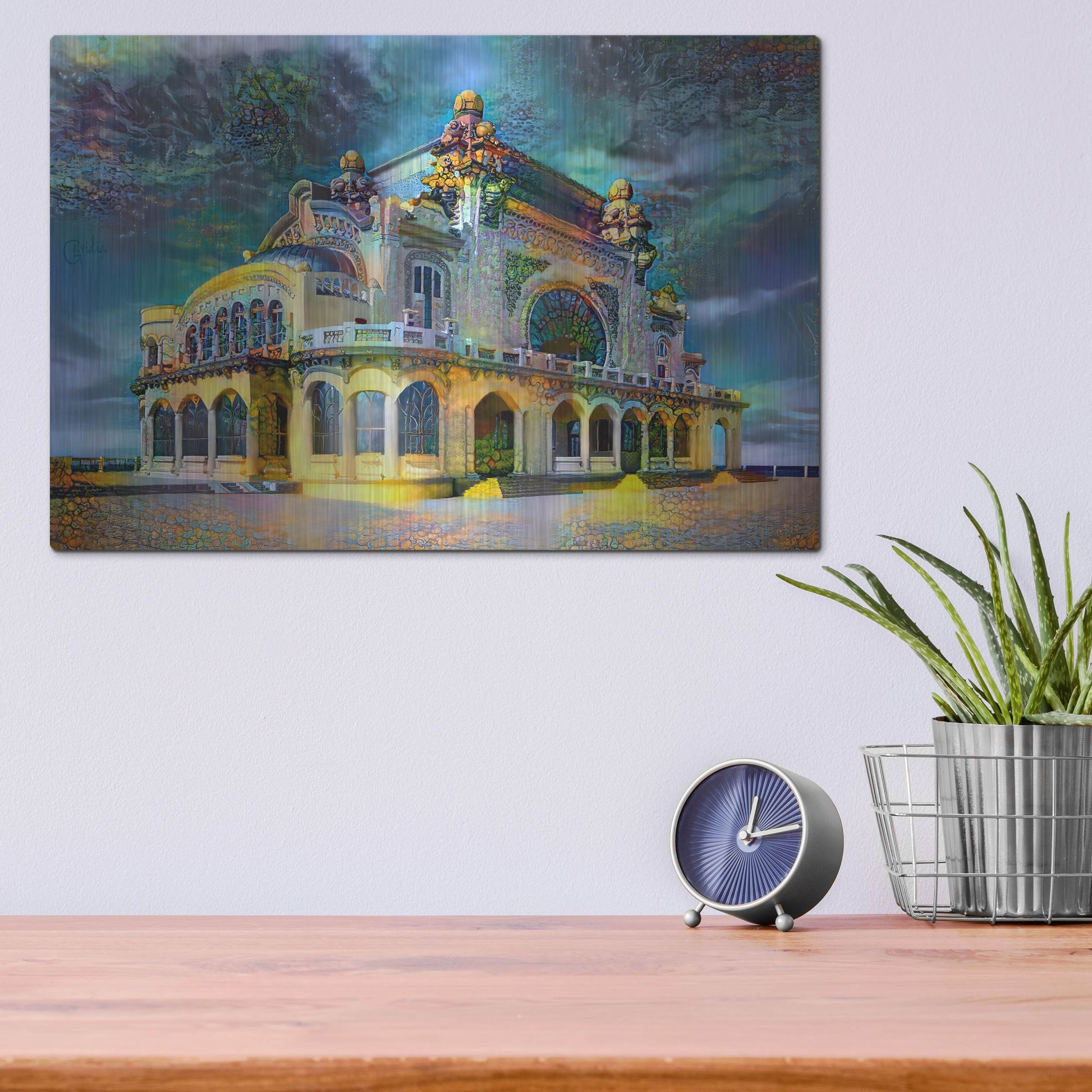 Luxe Metal Art 'Constanta Romania Casino Promenade' by Pedro Gavidia, Metal Wall Art,16x12