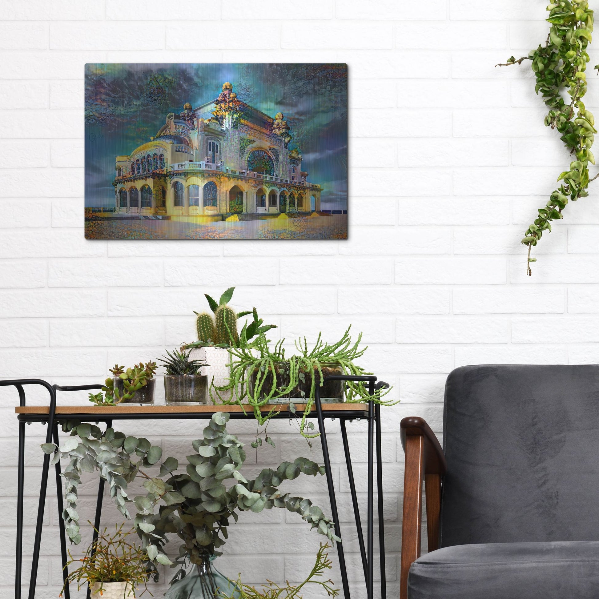 Luxe Metal Art 'Constanta Romania Casino Promenade' by Pedro Gavidia, Metal Wall Art,16x12