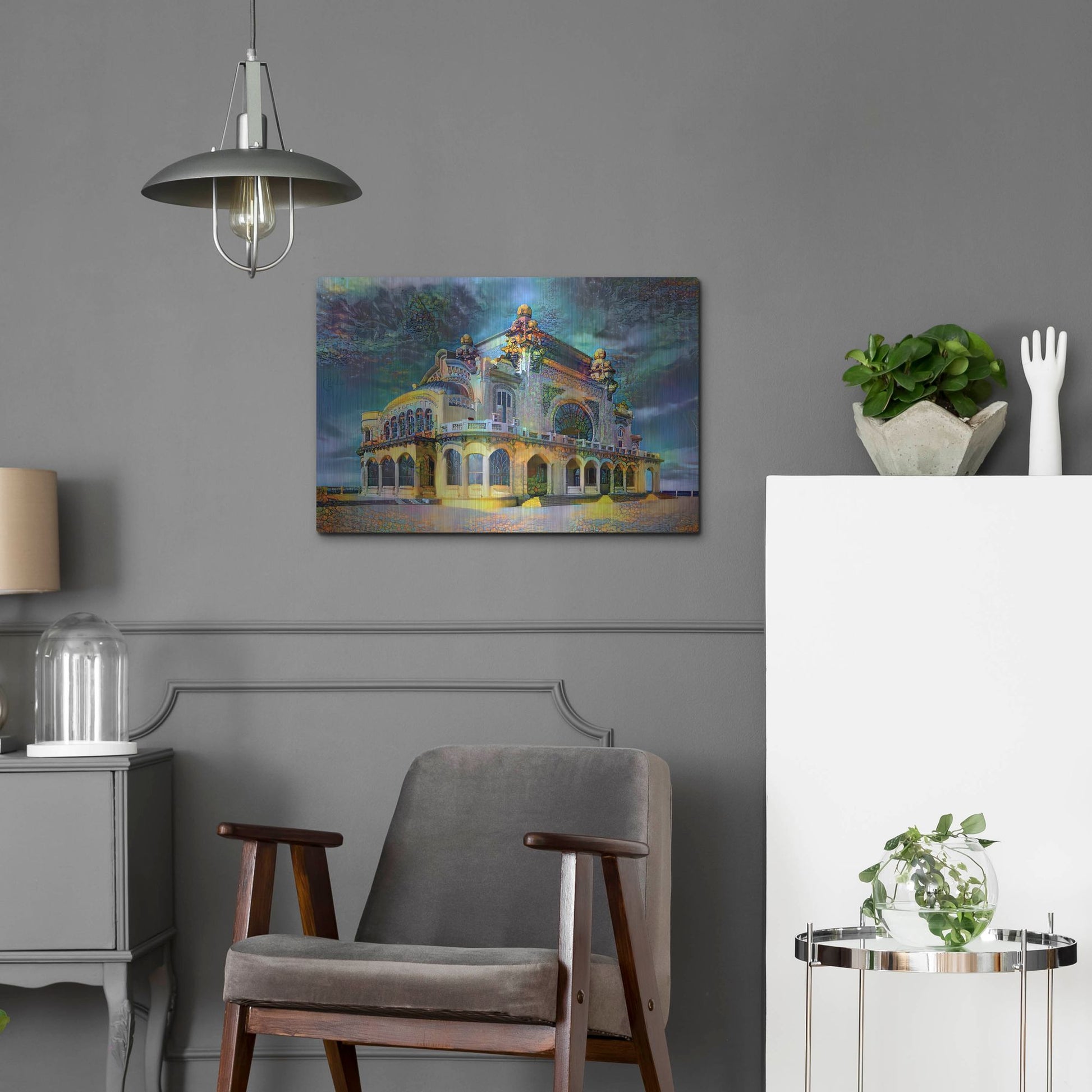 Luxe Metal Art 'Constanta Romania Casino Promenade' by Pedro Gavidia, Metal Wall Art,24x16