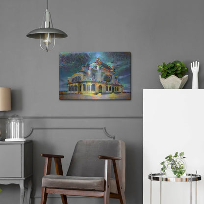 Luxe Metal Art 'Constanta Romania Casino Promenade' by Pedro Gavidia, Metal Wall Art,24x16