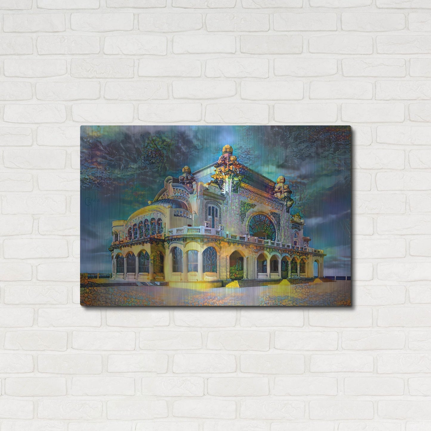 Luxe Metal Art 'Constanta Romania Casino Promenade' by Pedro Gavidia, Metal Wall Art,36x24