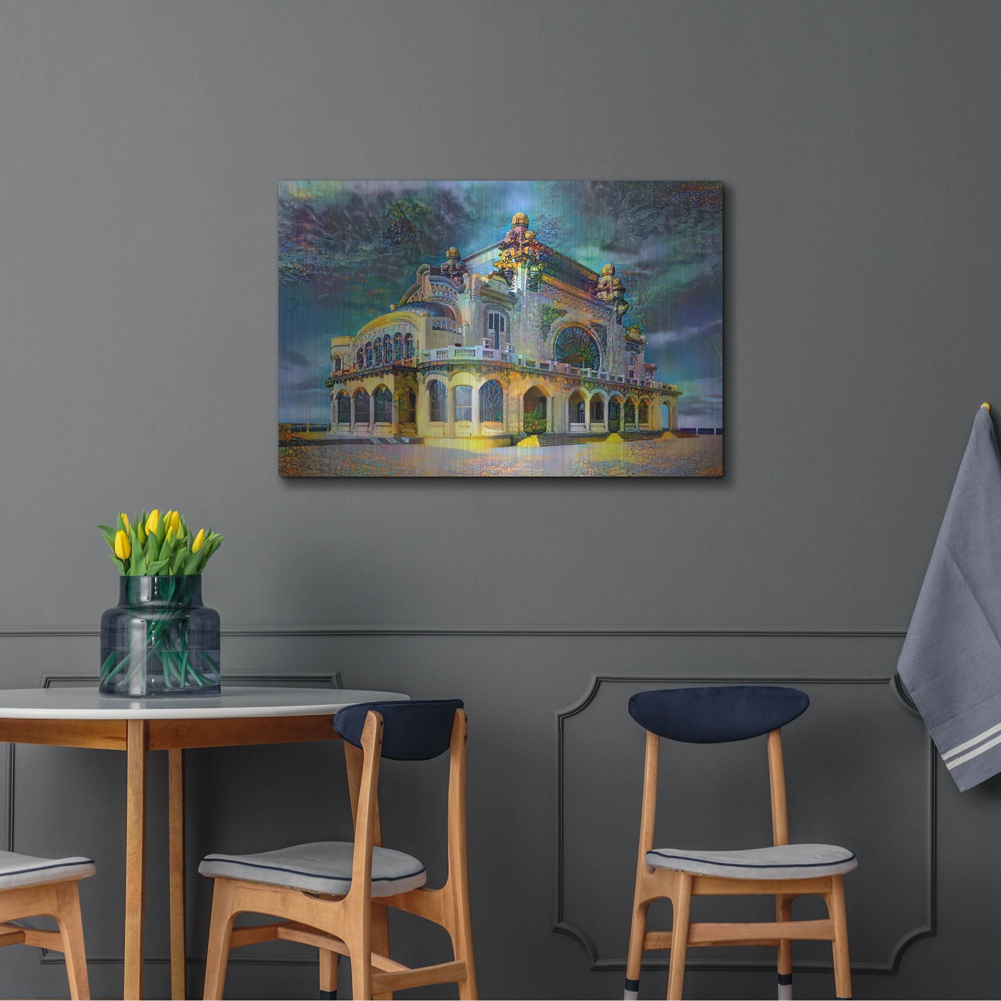 Luxe Metal Art 'Constanta Romania Casino Promenade' by Pedro Gavidia, Metal Wall Art,36x24