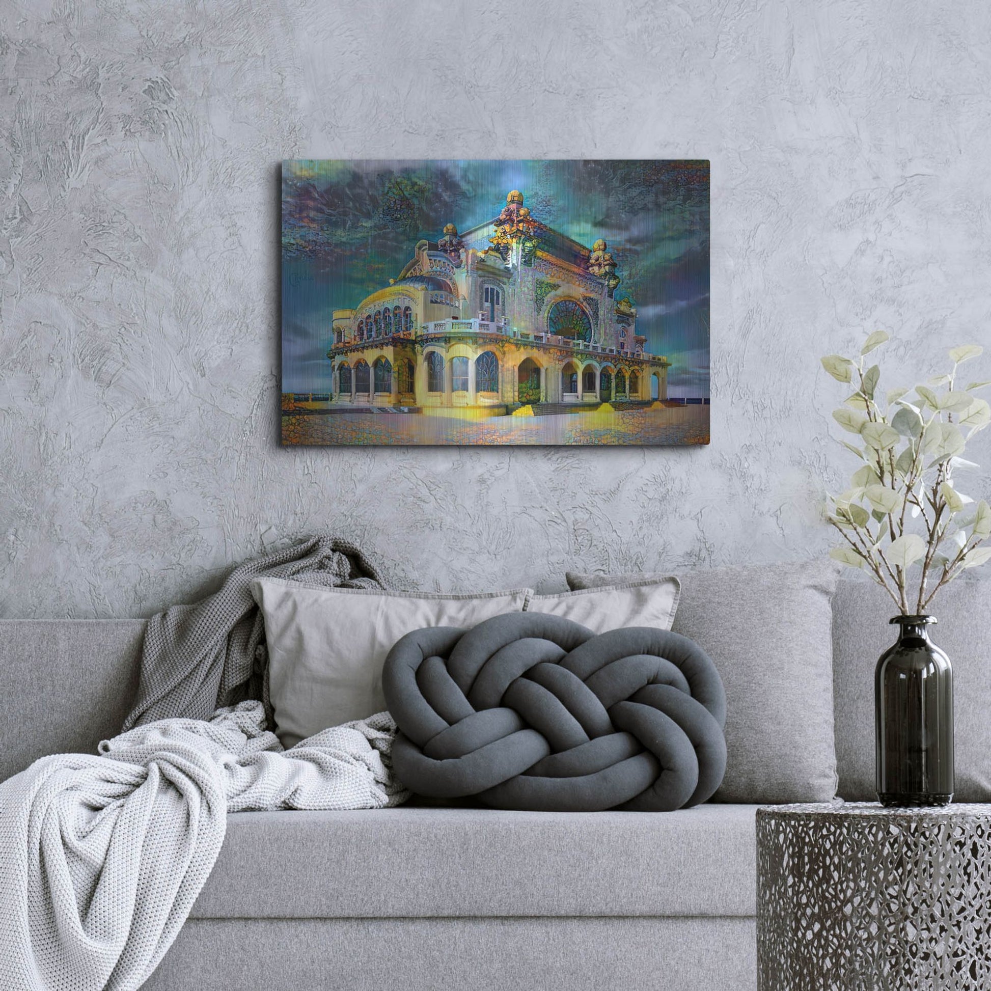 Luxe Metal Art 'Constanta Romania Casino Promenade' by Pedro Gavidia, Metal Wall Art,36x24