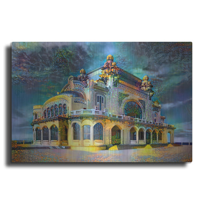 Luxe Metal Art 'Constanta Romania Casino Promenade' by Pedro Gavidia, Metal Wall Art