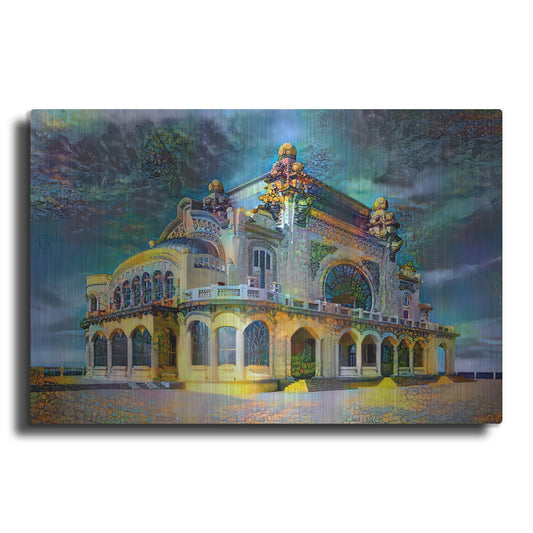 Luxe Metal Art 'Constanta Romania Casino Promenade' by Pedro Gavidia, Metal Wall Art