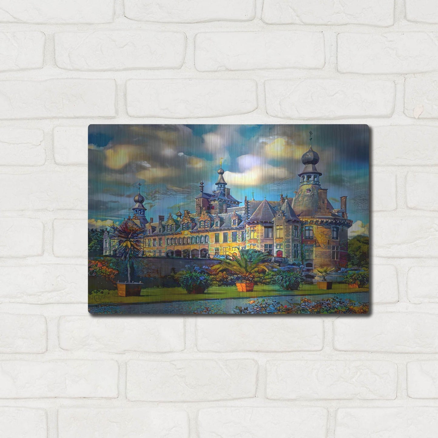 Luxe Metal Art 'Deinze Belgium Ooidonk Castle' by Pedro Gavidia, Metal Wall Art,16x12