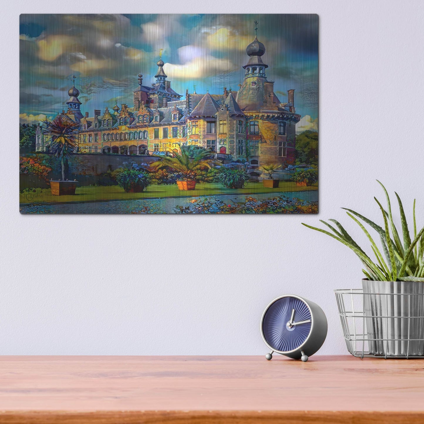 Luxe Metal Art 'Deinze Belgium Ooidonk Castle' by Pedro Gavidia, Metal Wall Art,16x12