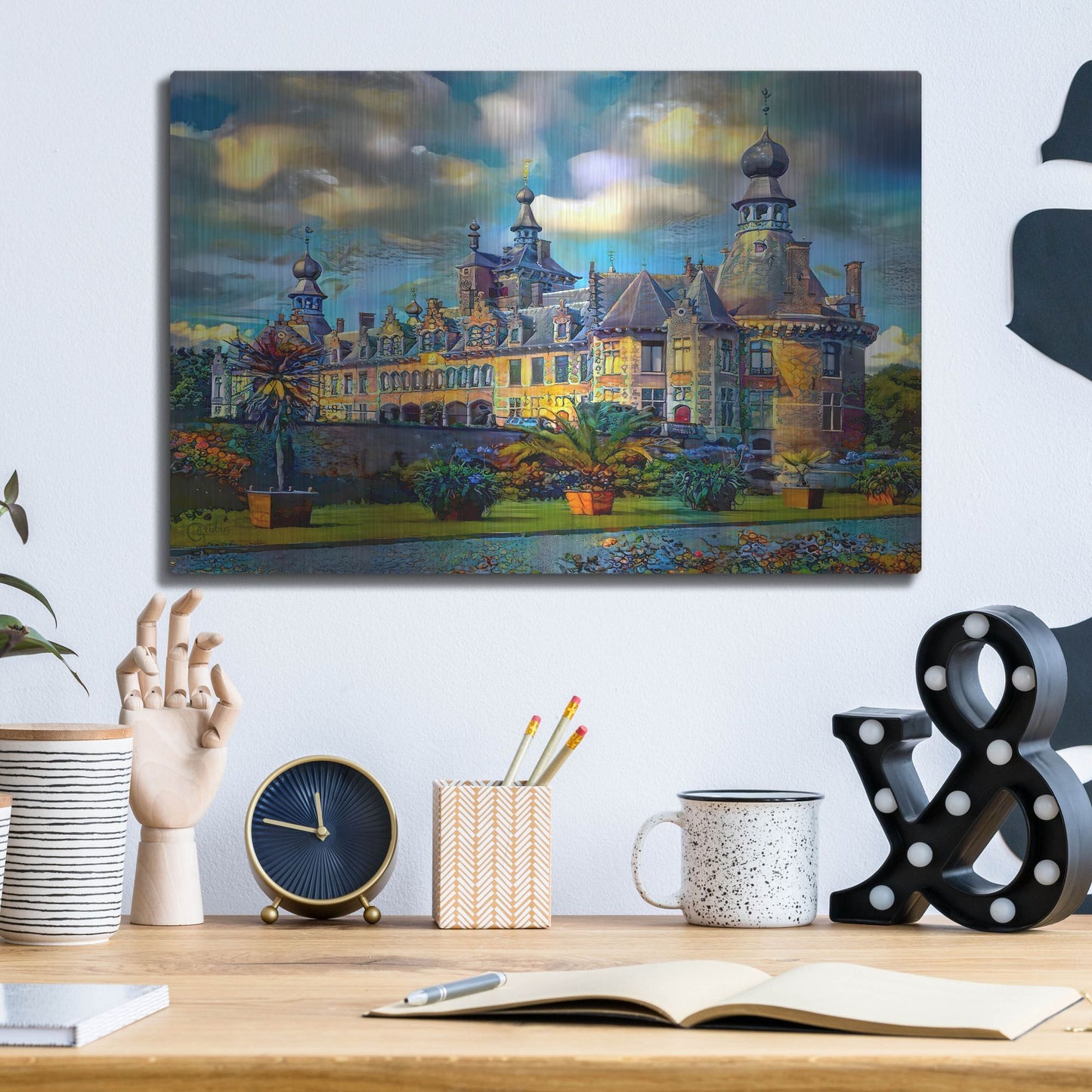 Luxe Metal Art 'Deinze Belgium Ooidonk Castle' by Pedro Gavidia, Metal Wall Art,16x12