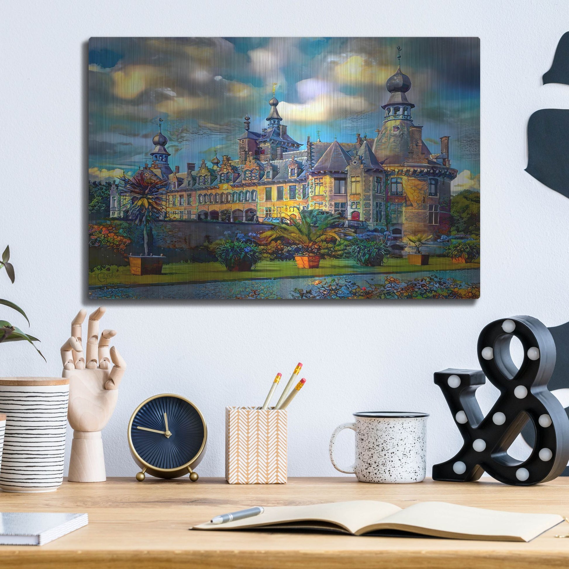 Luxe Metal Art 'Deinze Belgium Ooidonk Castle' by Pedro Gavidia, Metal Wall Art,16x12