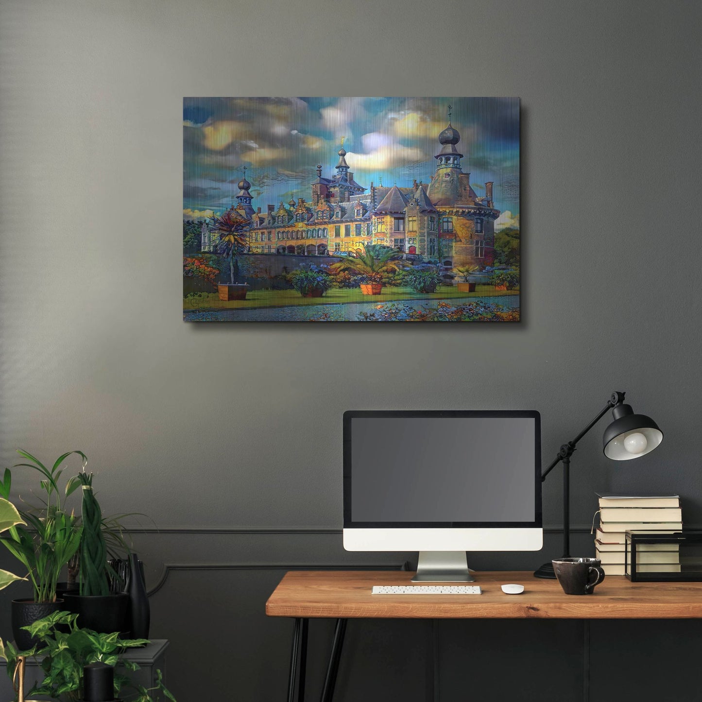 Luxe Metal Art 'Deinze Belgium Ooidonk Castle' by Pedro Gavidia, Metal Wall Art,36x24