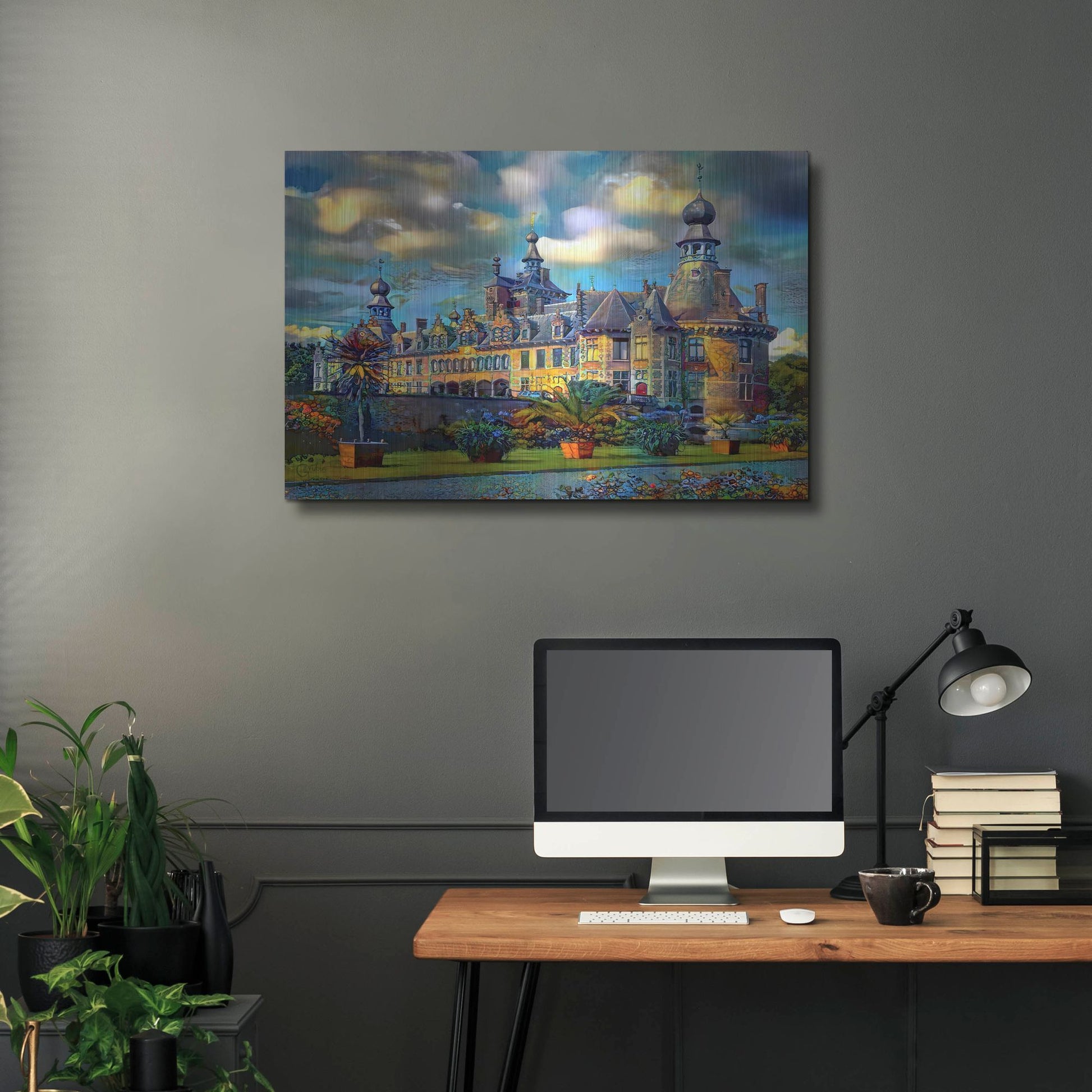 Luxe Metal Art 'Deinze Belgium Ooidonk Castle' by Pedro Gavidia, Metal Wall Art,36x24