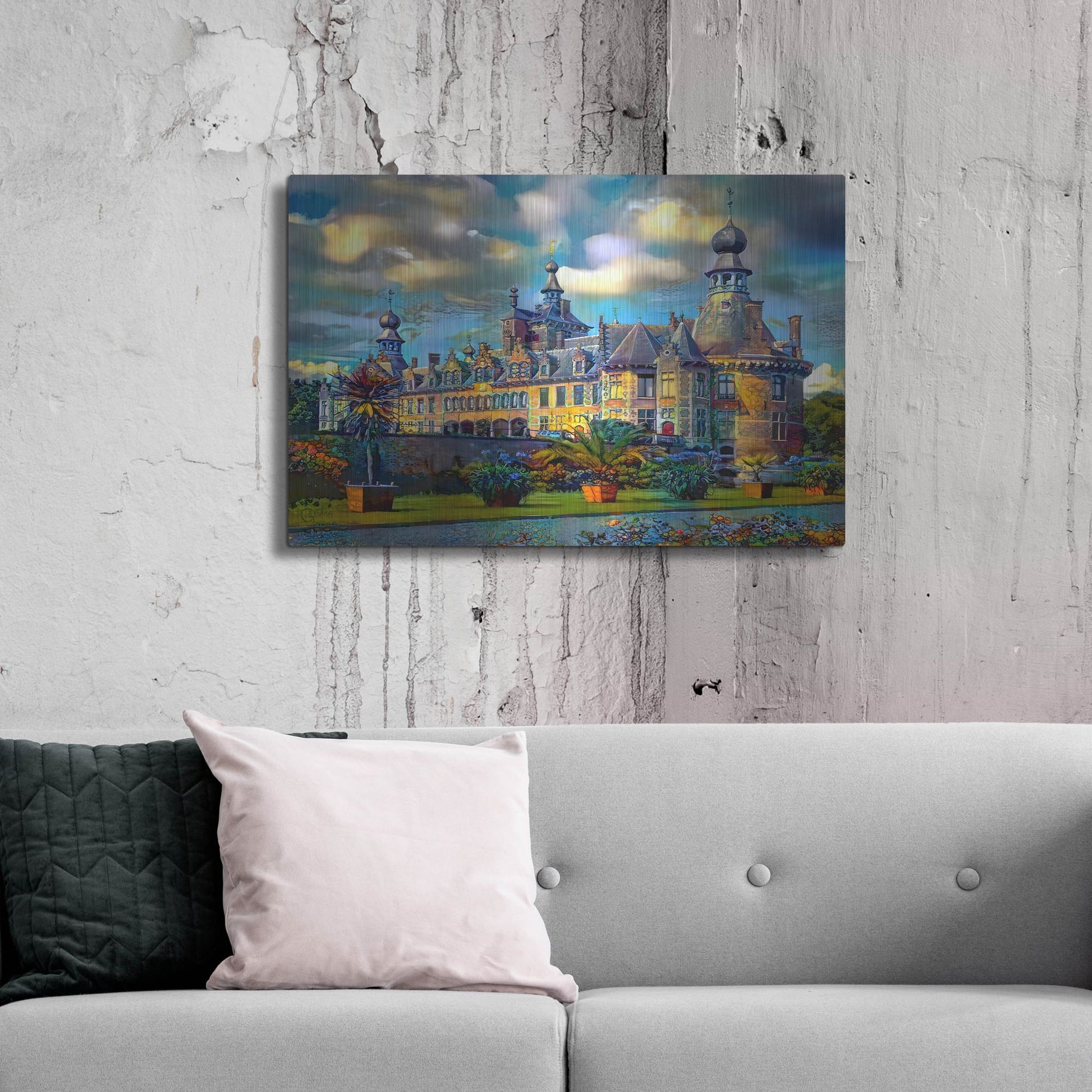 Luxe Metal Art 'Deinze Belgium Ooidonk Castle' by Pedro Gavidia, Metal Wall Art,36x24