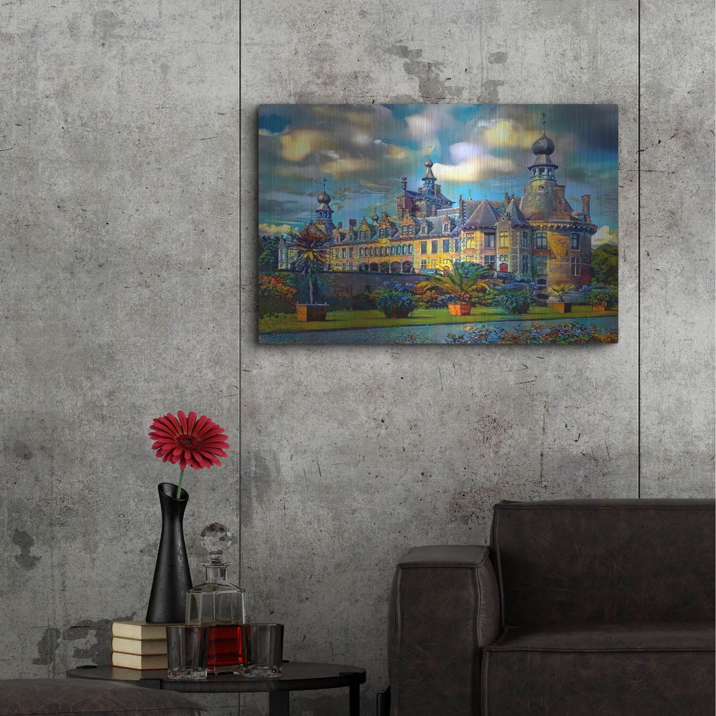 Luxe Metal Art 'Deinze Belgium Ooidonk Castle' by Pedro Gavidia, Metal Wall Art,36x24