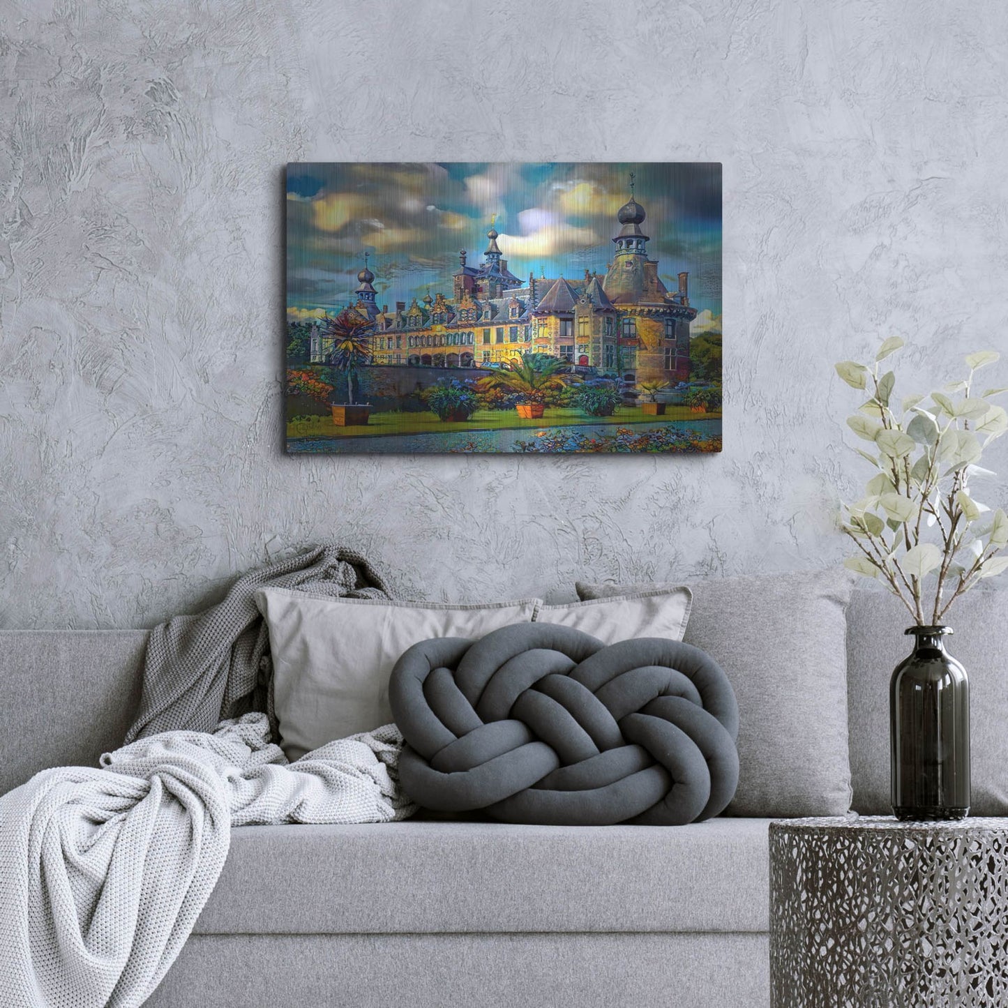 Luxe Metal Art 'Deinze Belgium Ooidonk Castle' by Pedro Gavidia, Metal Wall Art,36x24