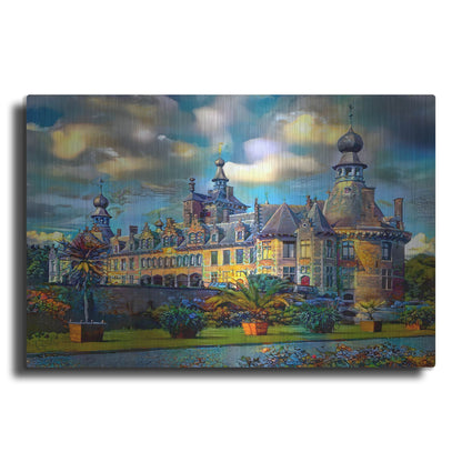 Luxe Metal Art 'Deinze Belgium Ooidonk Castle' by Pedro Gavidia, Metal Wall Art