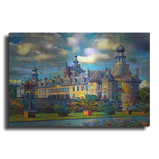 Luxe Metal Art 'Deinze Belgium Ooidonk Castle' by Pedro Gavidia, Metal Wall Art