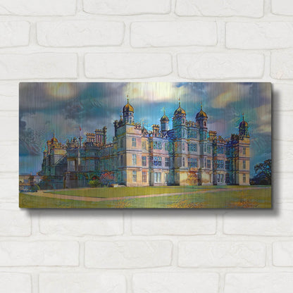 Luxe Metal Art 'England Stamford Lincolnshire Burghley House' by Pedro Gavidia, Metal Wall Art,24x12