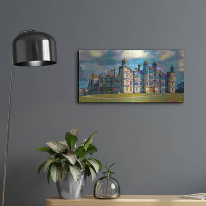 Luxe Metal Art 'England Stamford Lincolnshire Burghley House' by Pedro Gavidia, Metal Wall Art,24x12