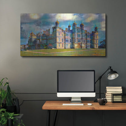 Luxe Metal Art 'England Stamford Lincolnshire Burghley House' by Pedro Gavidia, Metal Wall Art,48x24