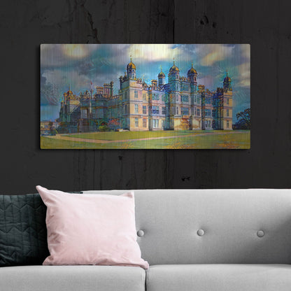 Luxe Metal Art 'England Stamford Lincolnshire Burghley House' by Pedro Gavidia, Metal Wall Art,48x24