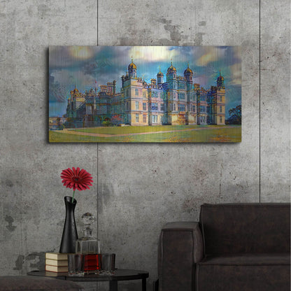 Luxe Metal Art 'England Stamford Lincolnshire Burghley House' by Pedro Gavidia, Metal Wall Art,48x24