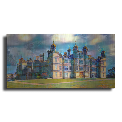 Luxe Metal Art 'England Stamford Lincolnshire Burghley House' by Pedro Gavidia, Metal Wall Art