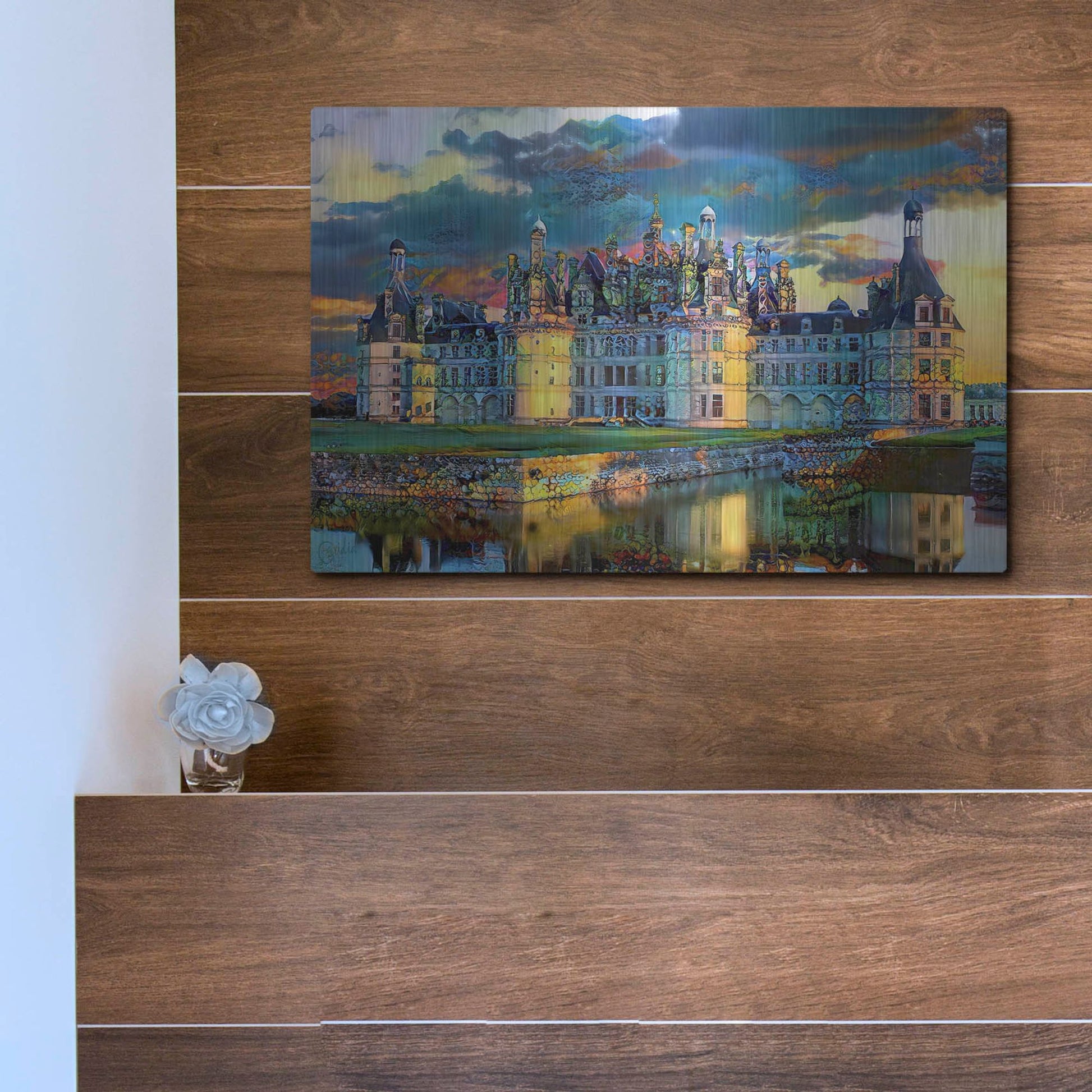 Luxe Metal Art 'France Loire Valley Chateau De Chambord' by Pedro Gavidia, Metal Wall Art,16x12