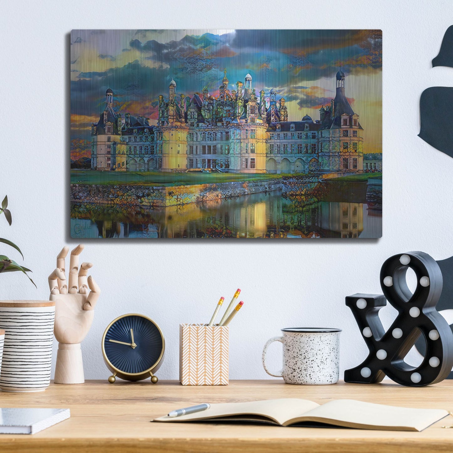 Luxe Metal Art 'France Loire Valley Chateau De Chambord' by Pedro Gavidia, Metal Wall Art,16x12