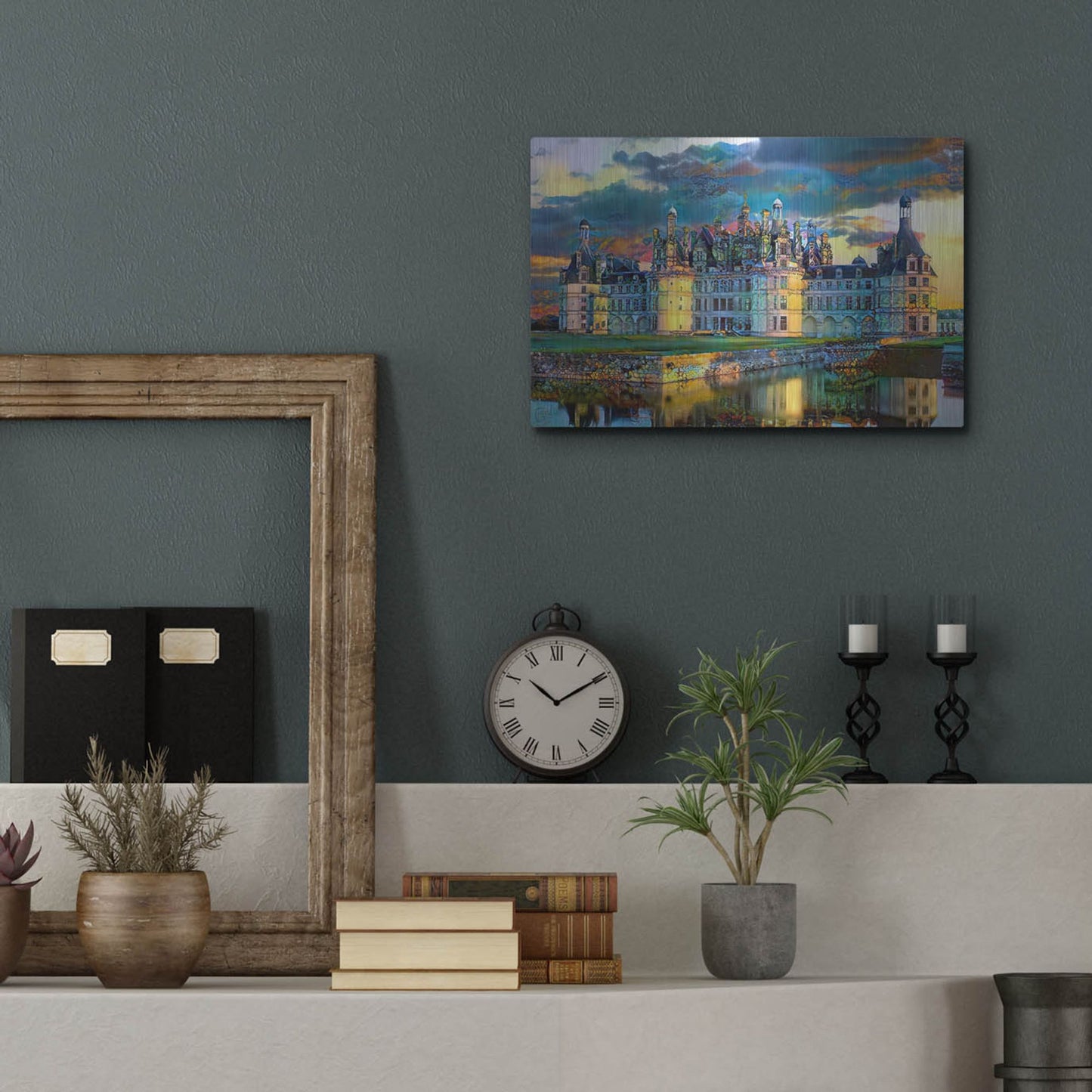 Luxe Metal Art 'France Loire Valley Chateau De Chambord' by Pedro Gavidia, Metal Wall Art,16x12