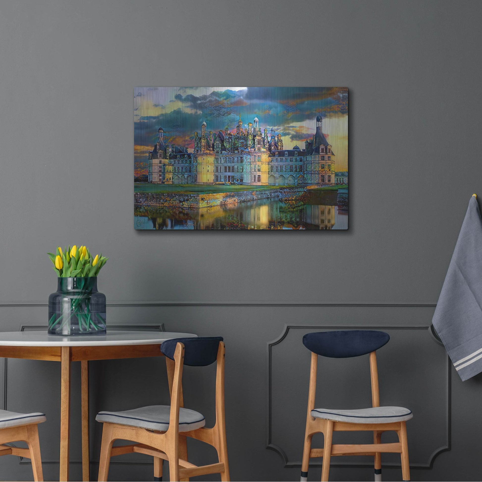 Luxe Metal Art 'France Loire Valley Chateau De Chambord' by Pedro Gavidia, Metal Wall Art,36x24