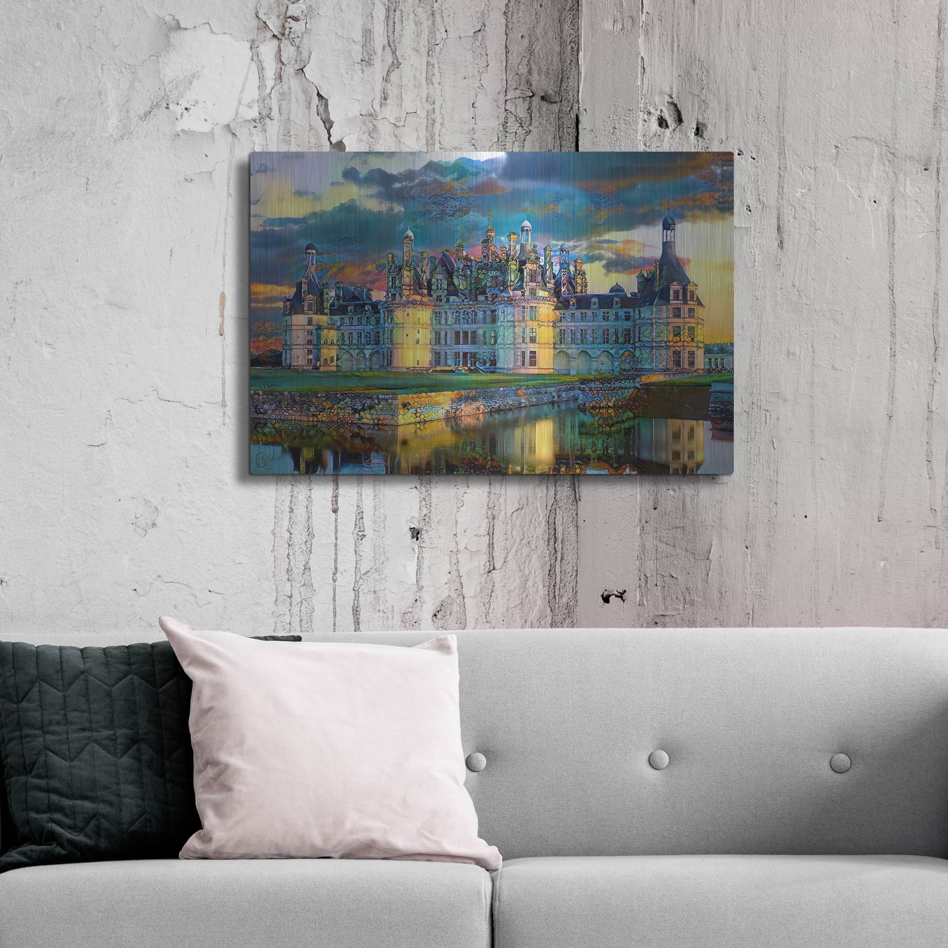 Luxe Metal Art 'France Loire Valley Chateau De Chambord' by Pedro Gavidia, Metal Wall Art,36x24