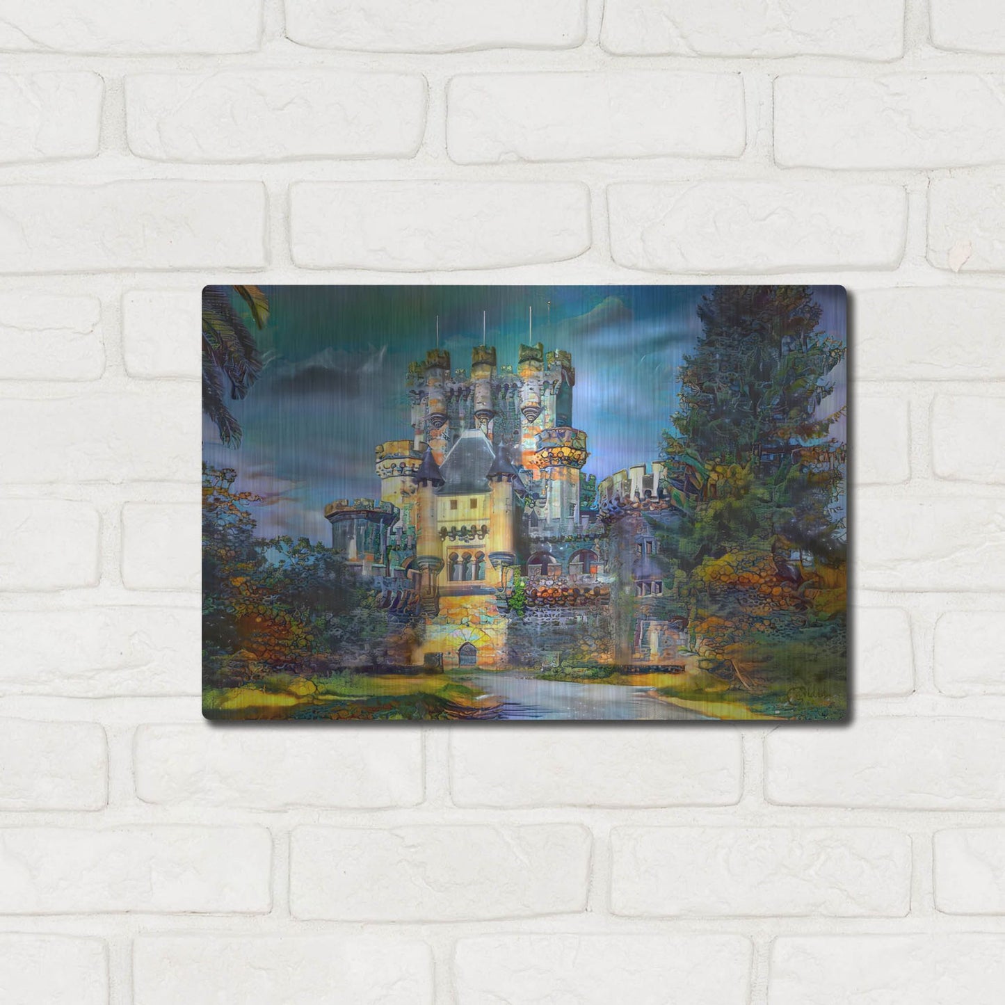 Luxe Metal Art 'Gatica Spain Butron Castle' by Pedro Gavidia, Metal Wall Art,16x12