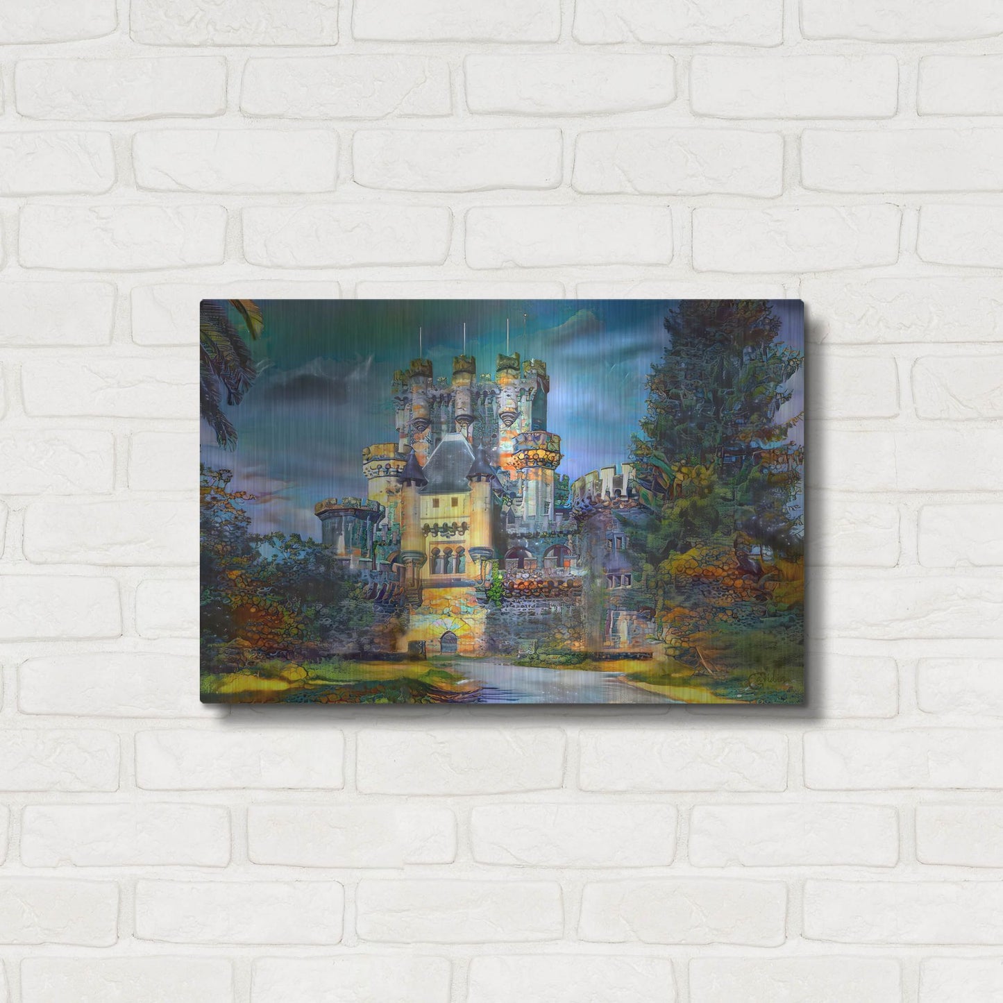 Luxe Metal Art 'Gatica Spain Butron Castle' by Pedro Gavidia, Metal Wall Art,24x16