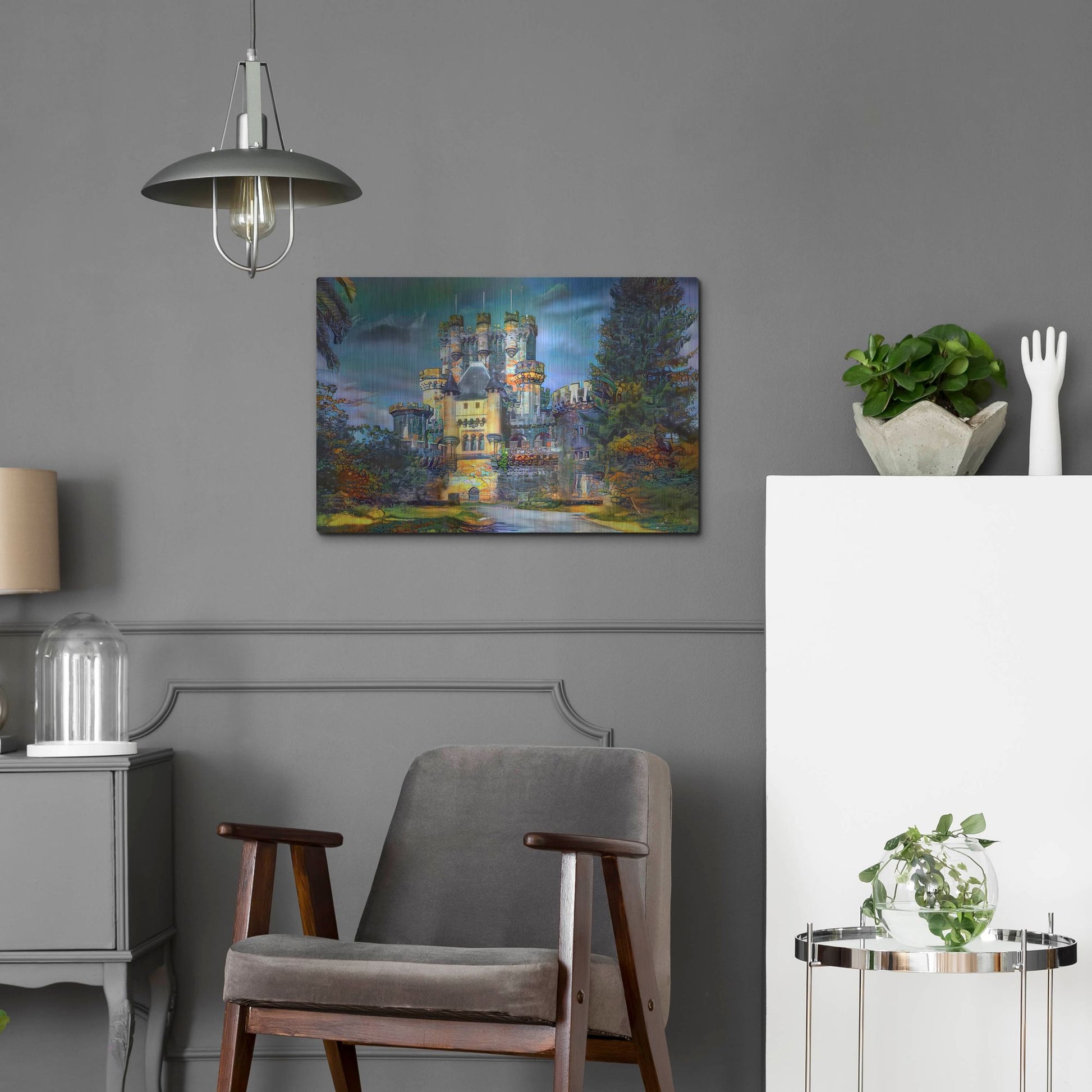 Luxe Metal Art 'Gatica Spain Butron Castle' by Pedro Gavidia, Metal Wall Art,24x16