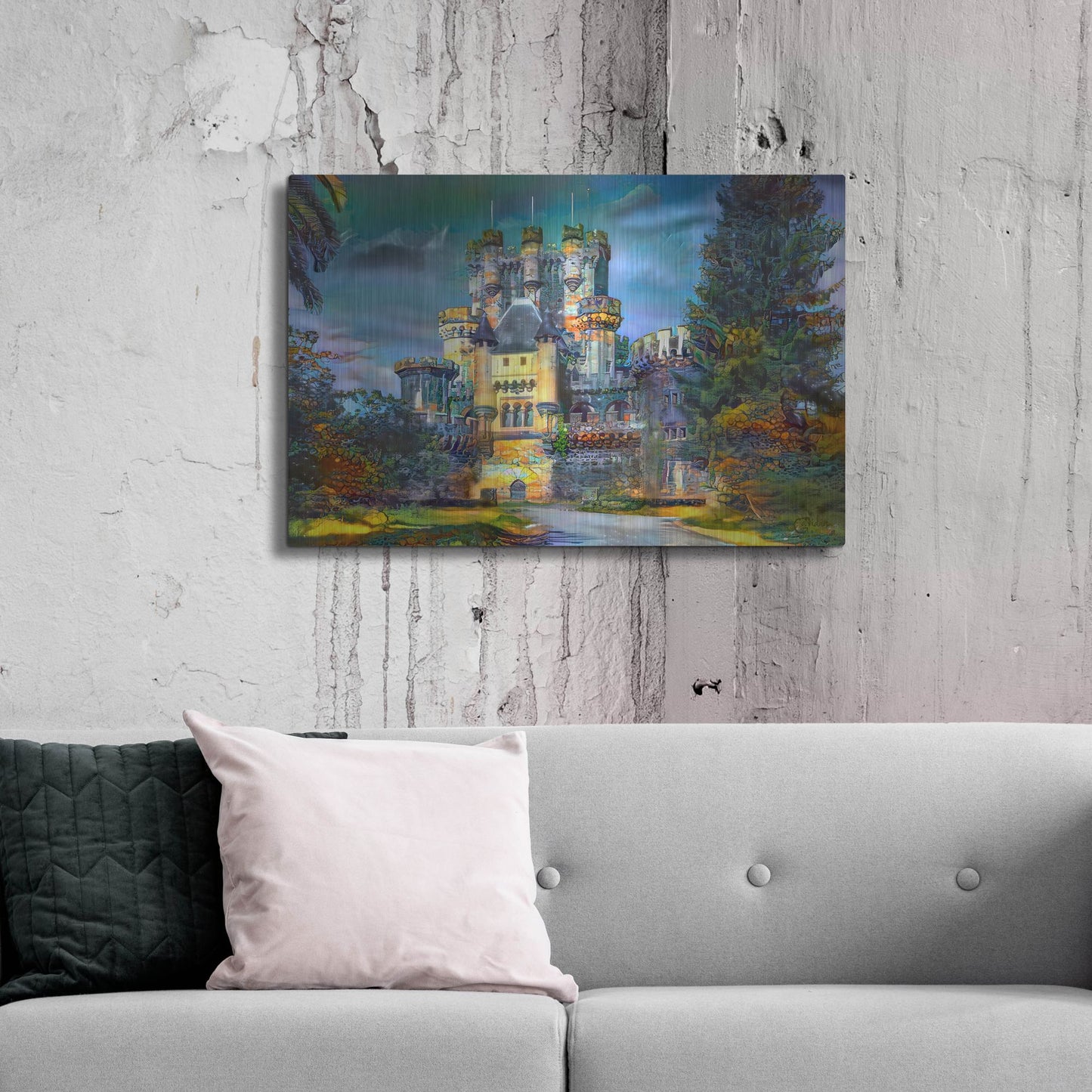 Luxe Metal Art 'Gatica Spain Butron Castle' by Pedro Gavidia, Metal Wall Art,36x24