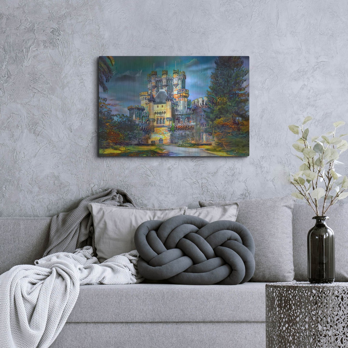 Luxe Metal Art 'Gatica Spain Butron Castle' by Pedro Gavidia, Metal Wall Art,36x24