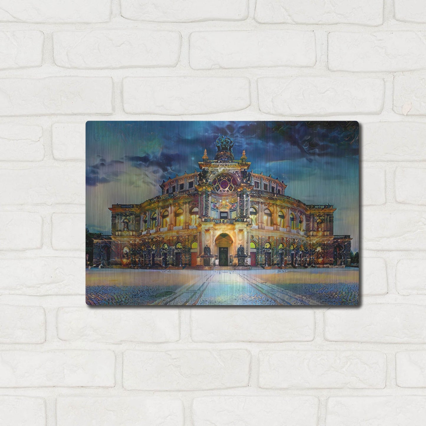 Luxe Metal Art 'Germany Dresden Semperoper Opera House' by Pedro Gavidia, Metal Wall Art,16x12