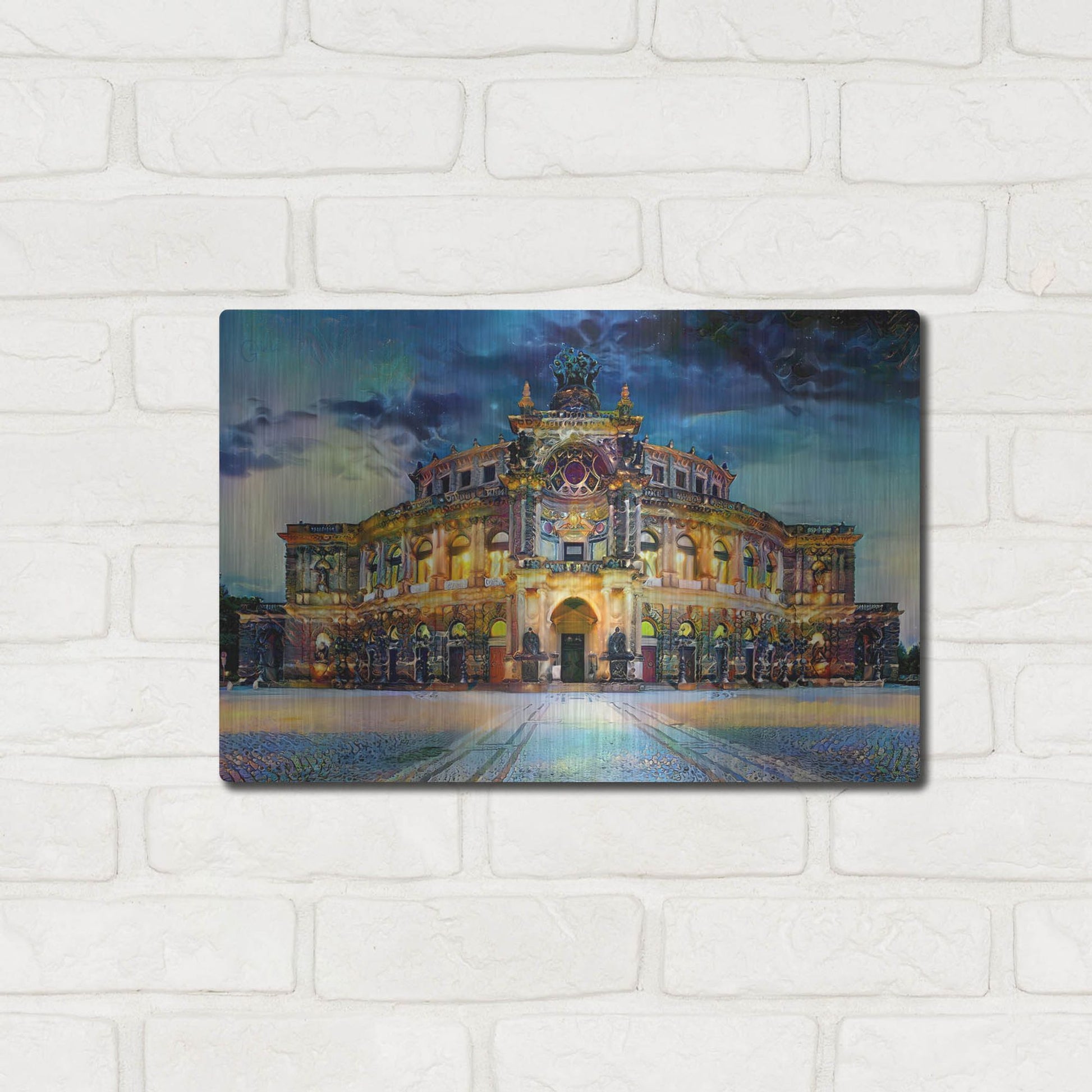 Luxe Metal Art 'Germany Dresden Semperoper Opera House' by Pedro Gavidia, Metal Wall Art,16x12