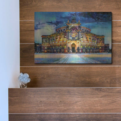 Luxe Metal Art 'Germany Dresden Semperoper Opera House' by Pedro Gavidia, Metal Wall Art,16x12