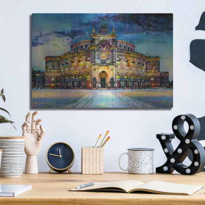 Luxe Metal Art 'Germany Dresden Semperoper Opera House' by Pedro Gavidia, Metal Wall Art,16x12