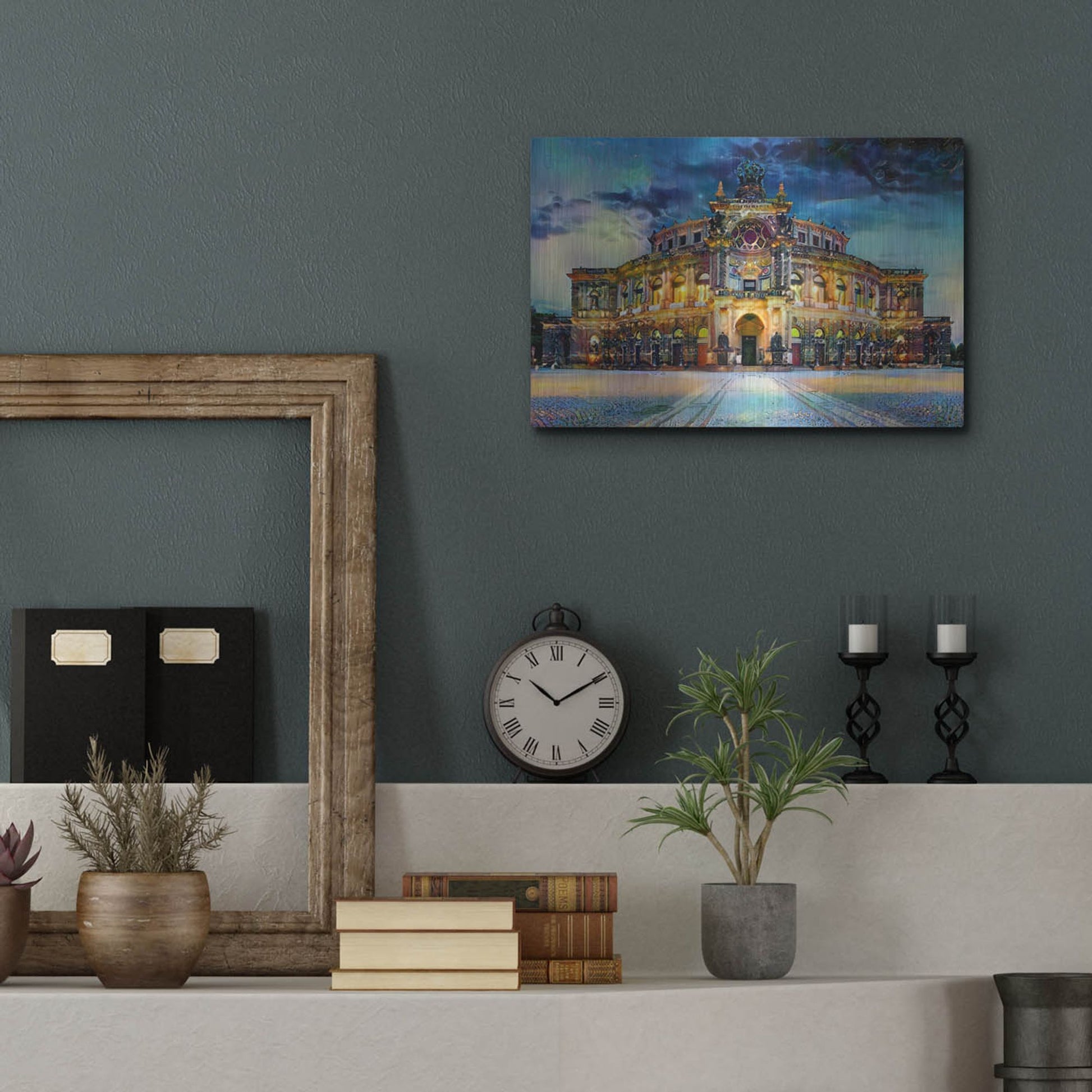 Luxe Metal Art 'Germany Dresden Semperoper Opera House' by Pedro Gavidia, Metal Wall Art,16x12