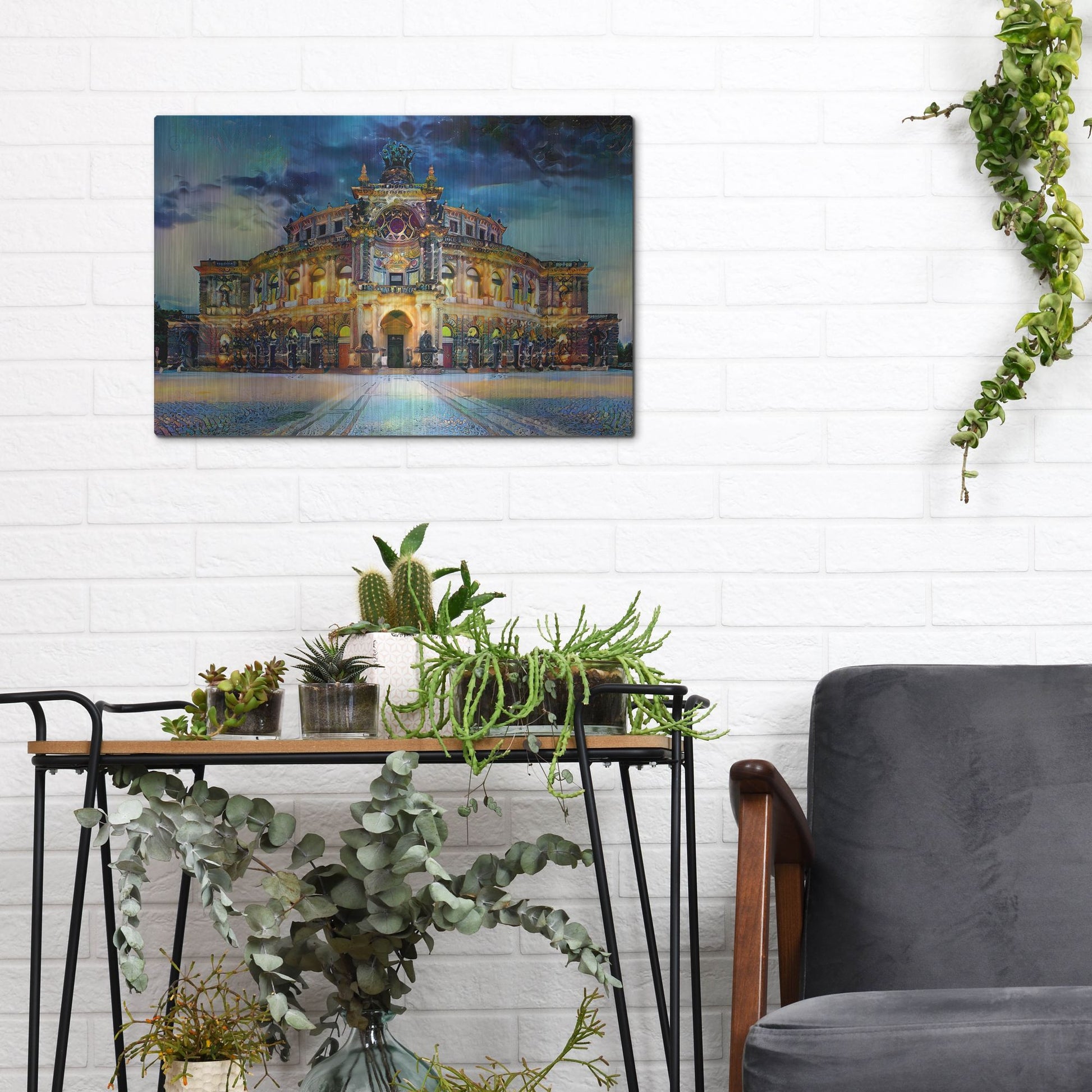 Luxe Metal Art 'Germany Dresden Semperoper Opera House' by Pedro Gavidia, Metal Wall Art,16x12