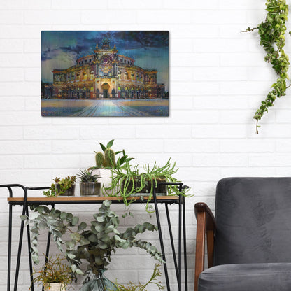 Luxe Metal Art 'Germany Dresden Semperoper Opera House' by Pedro Gavidia, Metal Wall Art,16x12