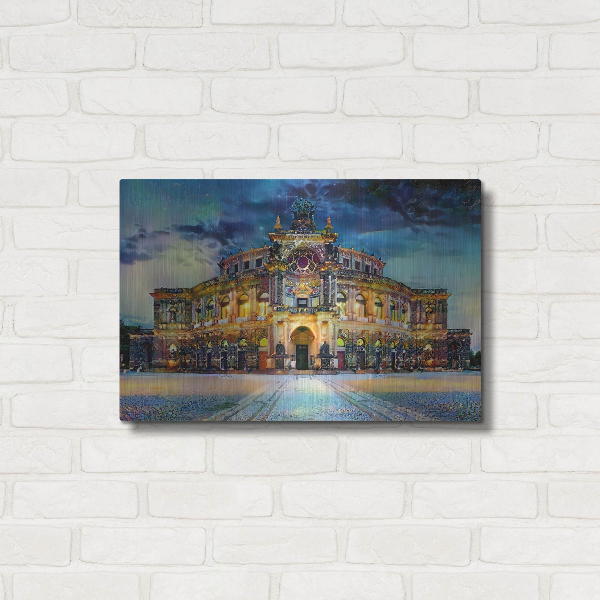 Luxe Metal Art 'Germany Dresden Semperoper Opera House' by Pedro Gavidia, Metal Wall Art,24x16