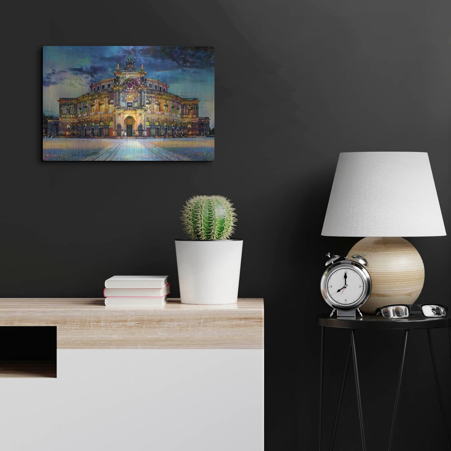 Luxe Metal Art 'Germany Dresden Semperoper Opera House' by Pedro Gavidia, Metal Wall Art,24x16